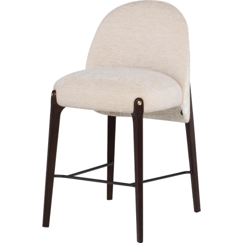 Ames Counter Stool in Pearl Fabric & Smoked Wood Legs